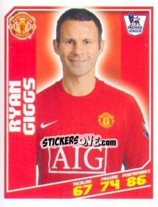 Sticker Ryan Giggs - Premier League Inglese 2008-2009 n. 284 - Topps