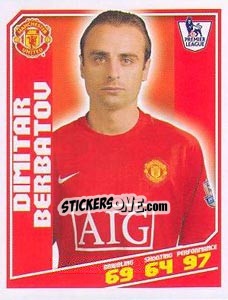 Sticker Dimitar Berbatov - Premier League Inglese 2008-2009 n. 289 - Topps