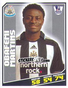 Sticker Obafemi Martins - Premier League Inglese 2008-2009 n. 329 - Topps