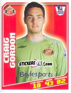 Sticker Craig Gordon - Premier League Inglese 2008-2009 n. 379 - Topps