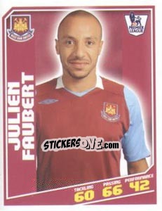 Sticker Julien Faubert - Premier League Inglese 2008-2009 - Topps