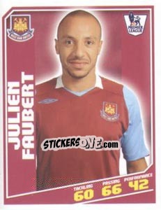 Sticker Julien Faubert - Premier League Inglese 2008-2009 n. 450 - Topps