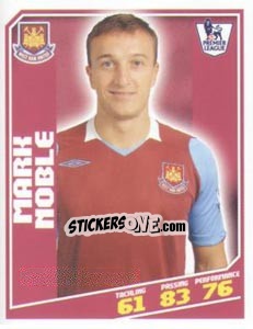 Sticker Mark Noble - Premier League Inglese 2008-2009 - Topps