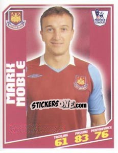 Sticker Mark Noble - Premier League Inglese 2008-2009 n. 452 - Topps