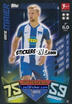 Sticker Arne Maier - German Fussball Bundesliga 2019-2020. Match Attax Extra n. 617 - Topps