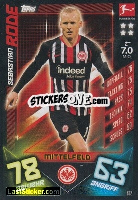 Sticker Sebastian Rode - German Fussball Bundesliga 2019-2020. Match Attax Extra n. 632 - Topps