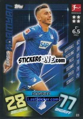 Sticker Sargis Adamyan - German Fussball Bundesliga 2019-2020. Match Attax Extra n. 639 - Topps