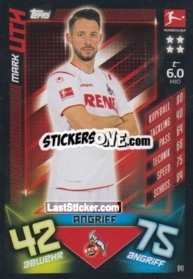 Sticker Mark Uth - German Fussball Bundesliga 2019-2020. Match Attax Extra n. 641 - Topps