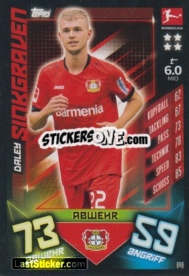 Sticker Daley Sinkgraven - German Fussball Bundesliga 2019-2020. Match Attax Extra - Topps