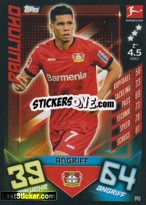 Sticker Paulinho - German Fussball Bundesliga 2019-2020. Match Attax Extra n. 648 - Topps