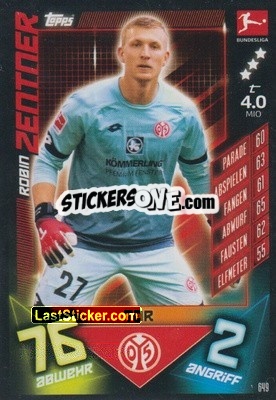 Sticker Robin Zentner - German Fussball Bundesliga 2019-2020. Match Attax Extra - Topps
