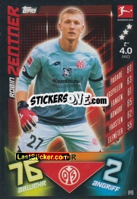 Sticker Robin Zentner - German Fussball Bundesliga 2019-2020. Match Attax Extra n. 649 - Topps