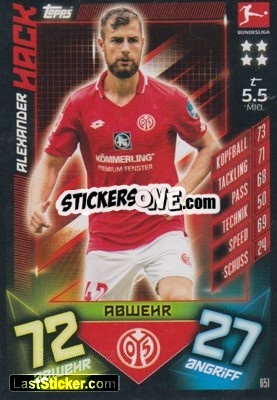 Sticker Alexander Hack - German Fussball Bundesliga 2019-2020. Match Attax Extra n. 651 - Topps