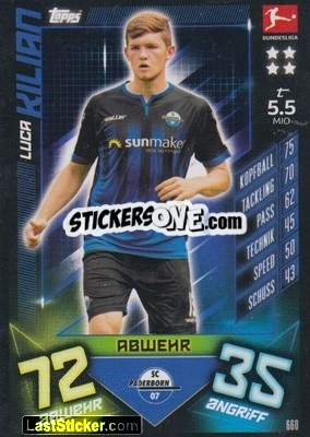 Sticker Luca Kilian - German Fussball Bundesliga 2019-2020. Match Attax Extra - Topps