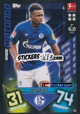 Sticker Rabbi Matondo - German Fussball Bundesliga 2019-2020. Match Attax Extra - Topps