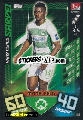 Sticker Hans Nunoo Sarpei - German Fussball Bundesliga 2019-2020. Match Attax Extra - Topps