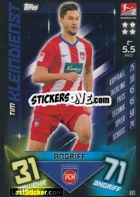 Cromo Tim Kleindienst - German Fussball Bundesliga 2019-2020. Match Attax Extra - Topps