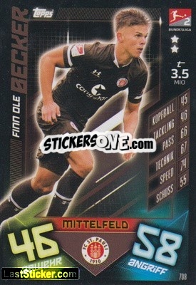 Sticker Finn Ole Becker - German Fussball Bundesliga 2019-2020. Match Attax Extra n. 708 - Topps