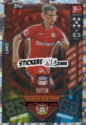 Sticker Lars Bender - German Fussball Bundesliga 2019-2020. Match Attax Extra - Topps