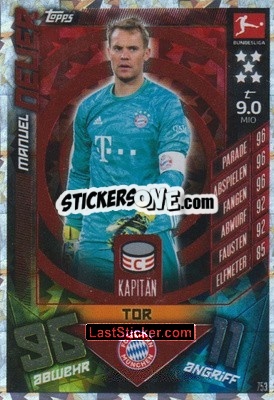 Sticker Manuel Neuer - German Fussball Bundesliga 2019-2020. Match Attax Extra n. 753 - Topps