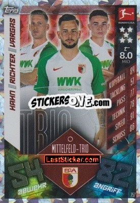 Sticker André Hahn / Marco Richter / Ruben Vargas - German Fussball Bundesliga 2019-2020. Match Attax Extra n. 757 - Topps