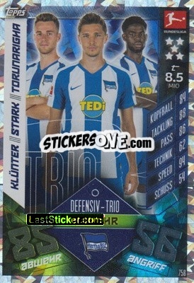 Sticker Lukas Klünter / Niklas Stark / Jordan Torunarigha - German Fussball Bundesliga 2019-2020. Match Attax Extra n. 758 - Topps