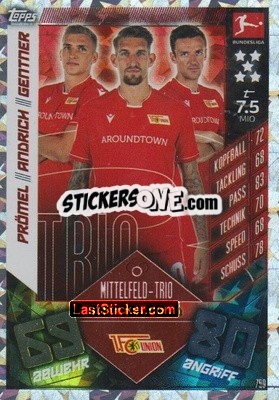 Sticker Grischa Prömel / robert Andrich / christian Gentner - German Fussball Bundesliga 2019-2020. Match Attax Extra n. 759 - Topps