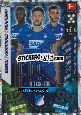 Sticker Ihlas Bebou / andrej Kramaric / sargis Adamyan - German Fussball Bundesliga 2019-2020. Match Attax Extra n. 765 - Topps