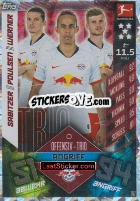 Sticker Marcel Sabitzer / Yussuf Poulsen / Timo Werner - German Fussball Bundesliga 2019-2020. Match Attax Extra n. 767 - Topps