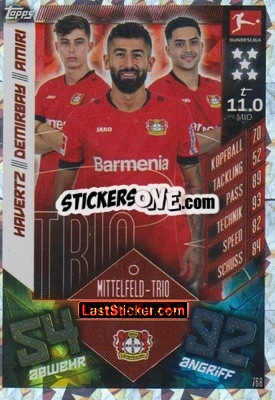 Sticker Kai Havertz / kerem Demirbay / nadiem Amiri - German Fussball Bundesliga 2019-2020. Match Attax Extra n. 768 - Topps