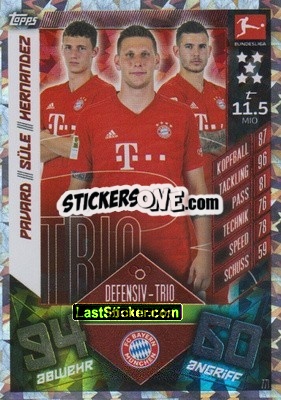 Sticker Benjamin Pavard / Niklas Süle / Lucas Hernandez - German Fussball Bundesliga 2019-2020. Match Attax Extra n. 771 - Topps
