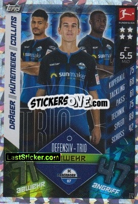 Sticker Mohamed Dräger / uwe Hünemeier / jamilu Collins - German Fussball Bundesliga 2019-2020. Match Attax Extra - Topps