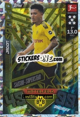 Sticker Jadon Sancho - German Fussball Bundesliga 2019-2020. Match Attax Extra - Topps