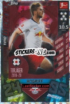 Sticker Timo Werner - German Fussball Bundesliga 2019-2020. Match Attax Extra n. 812 - Topps