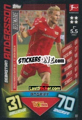 Cromo Sebastian Andersson - German Fussball Bundesliga 2019-2020. Match Attax Extra - Topps