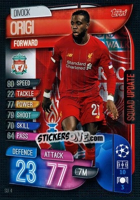 Sticker Divock Origi - UEFA Champions League 2019-2020. Match Attax Extra. Germany n. SU4 - Topps