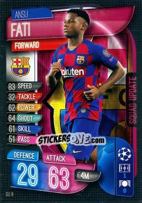 Sticker Ansu Fati - UEFA Champions League 2019-2020. Match Attax Extra. Germany n. SU9 - Topps