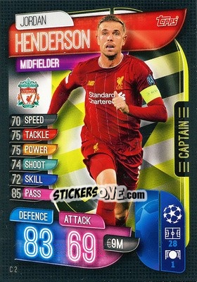 Sticker Jordan Henderson - UEFA Champions League 2019-2020. Match Attax Extra. Germany n. C2 - Topps