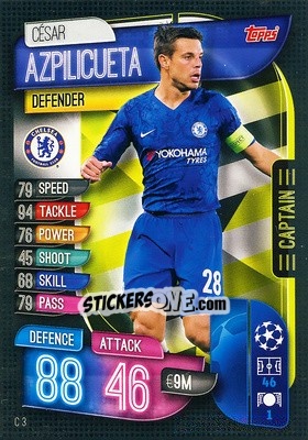 Sticker César Azpilicueta - UEFA Champions League 2019-2020. Match Attax Extra. Germany n. C3 - Topps
