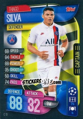 Sticker Thiago Silva - UEFA Champions League 2019-2020. Match Attax Extra. Germany n. C13 - Topps