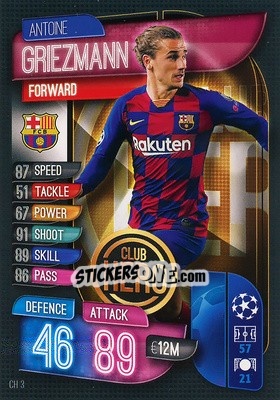 Sticker Antoine Griezmann - UEFA Champions League 2019-2020. Match Attax Extra. Germany n. CH3 - Topps