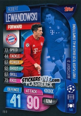 Sticker Robert Lewnadowski - UEFA Champions League 2019-2020. Match Attax Extra. Germany - Topps