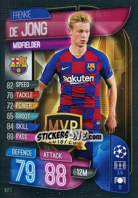 Sticker Frenkie de Jong - UEFA Champions League 2019-2020. Match Attax Extra. Germany n. MVP3 - Topps