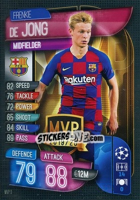 Sticker Frenkie de Jong - UEFA Champions League 2019-2020. Match Attax Extra. Germany - Topps