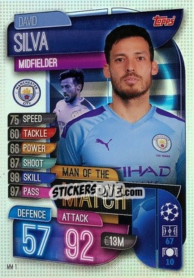 Figurina David Silva - UEFA Champions League 2019-2020. Match Attax Extra. Germany - Topps