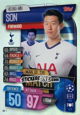 Sticker Heung-Min Son - UEFA Champions League 2019-2020. Match Attax Extra. Germany n. MM4 - Topps