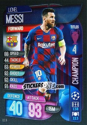 Figurina Lionel Messi - UEFA Champions League 2019-2020. Match Attax Extra. Germany - Topps