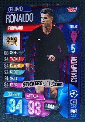 Sticker Cristiano Ronaldo - UEFA Champions League 2019-2020. Match Attax Extra. Germany n. CC11 - Topps