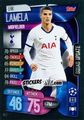 Sticker Erik Lamela - UEFA Champions League 2019-2020. Match Attax Extra. Spain/Portugal n. SU7 - Topps