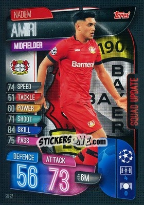 Sticker Nadiem Amiri - UEFA Champions League 2019-2020. Match Attax Extra. Spain/Portugal n. SU22 - Topps
